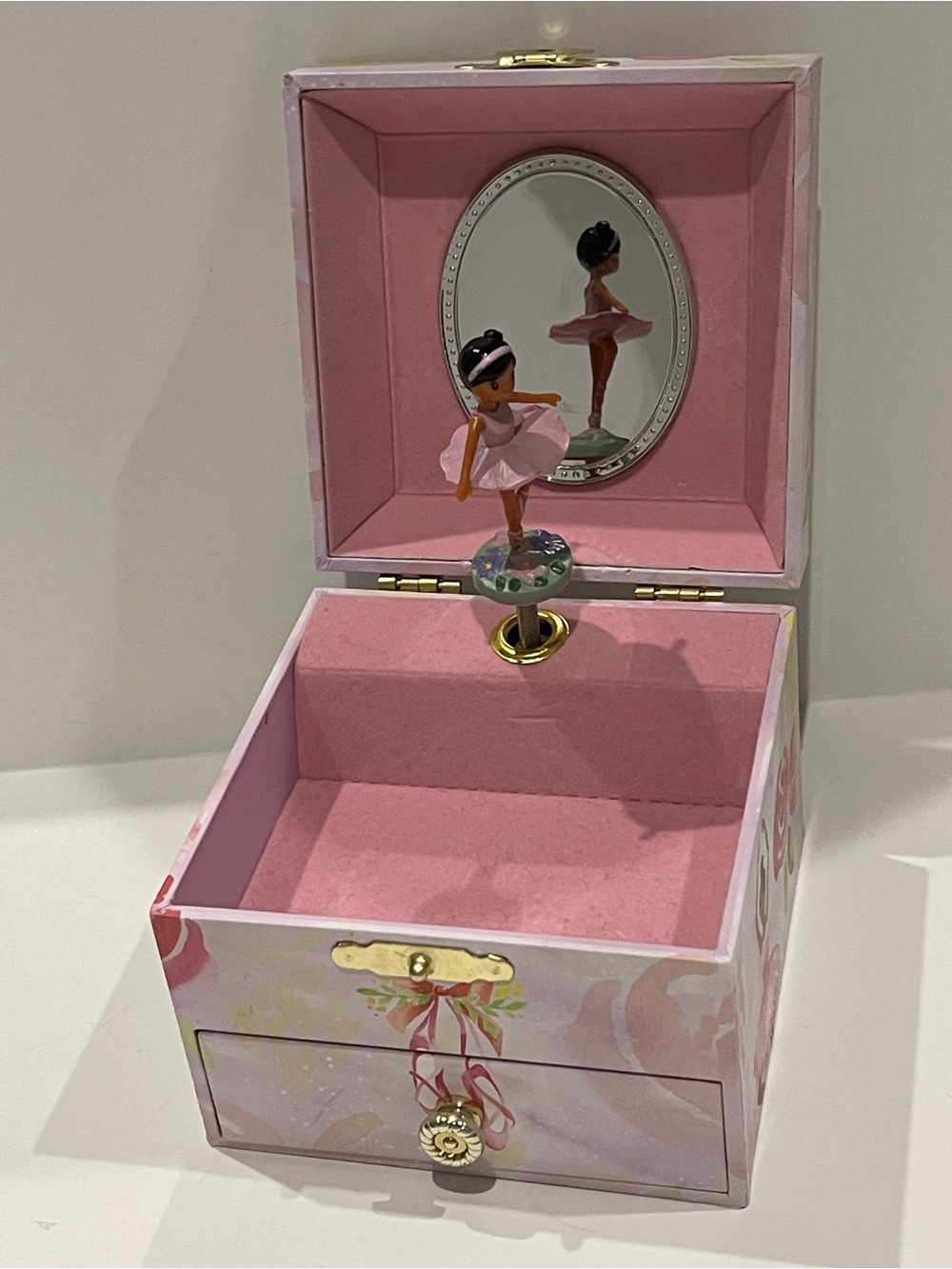 Girls Pink Ballerina Music Jewelry Box